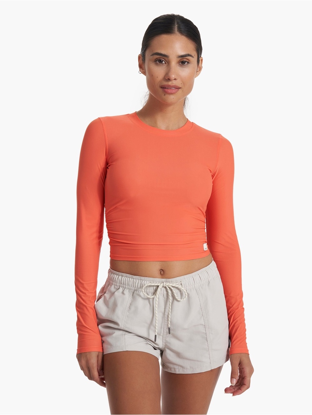 Vuori Coral Peach Long-Sleeve Cropped Top